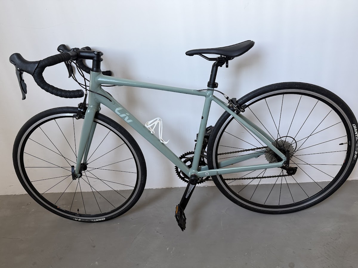 Liv road bike freshly serviced against the wall